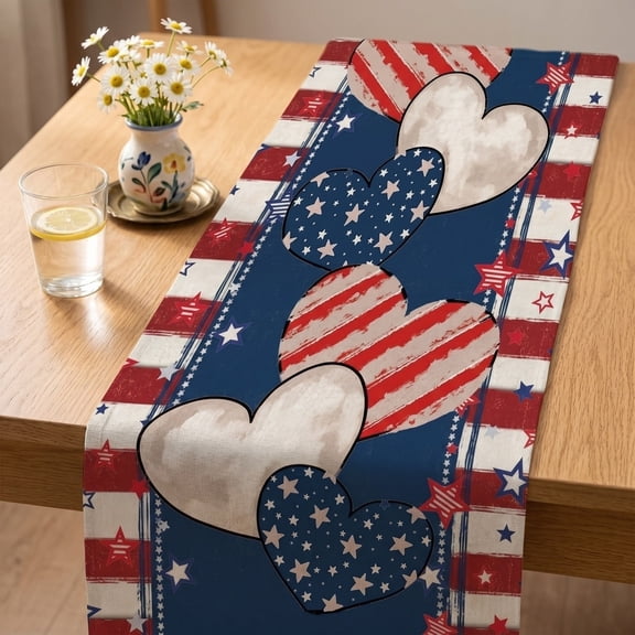 72x13 inch 4th of July Table Runner and Tablecloth Set, Patriotic Table Linen, Festive Dining Decor, Independence Day Party Supply, Elegant Cover for Kitchen and Banquet Table, Multicolorb