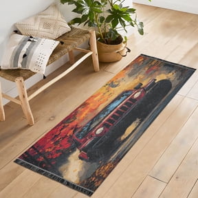 72x23.5 Runner Rug Non Slip Washable Autumn Trail Red Off-road Jeep Soft Short Pile Bedroom Runner Carpet for Bedroom Hallway Entryway Kitchen Laundry