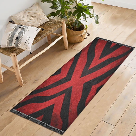 72x23.5 Runner Rug Non Slip Washable Crimson Cross Of The Wild Soft Short Pile Bedroom Runner Carpet for Bedroom Hallway Entryway Kitchen Laundry