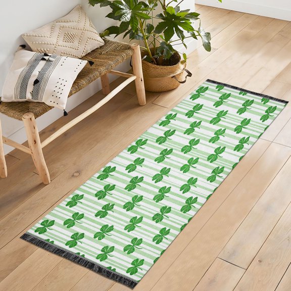 72x23.5 Runner Rug Non Slip Washable Cute Four-leaf Clover Soft Short Pile Bedroom Runner Carpet for Bedroom Hallway Entryway Kitchen Laundry