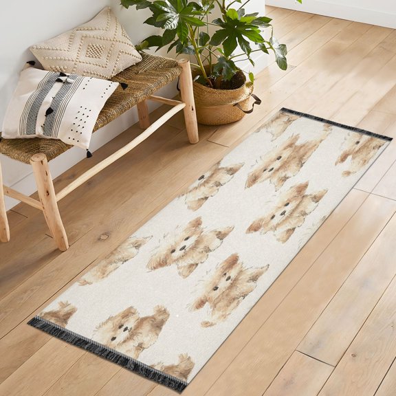 72x23.5 Runner Rug Non Slip Washable Cute Maltese Puppy Repeat Print Soft Short Pile Bedroom Runner Carpet for Bedroom Hallway Entryway Kitchen Laundry