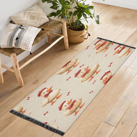 72x23.5 Runner Rug Non Slip Washable Dapper Duck Pattern Soft Short Pile Bedroom Runner Carpet for Bedroom Hallway Entryway Kitchen Laundry