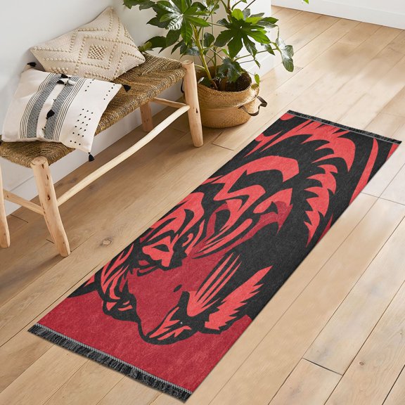 72x23.5 Runner Rug Non Slip Washable Graphic Tiger Head Pattern Soft Short Pile Bedroom Runner Carpet for Bedroom Hallway Entryway Kitchen Laundry