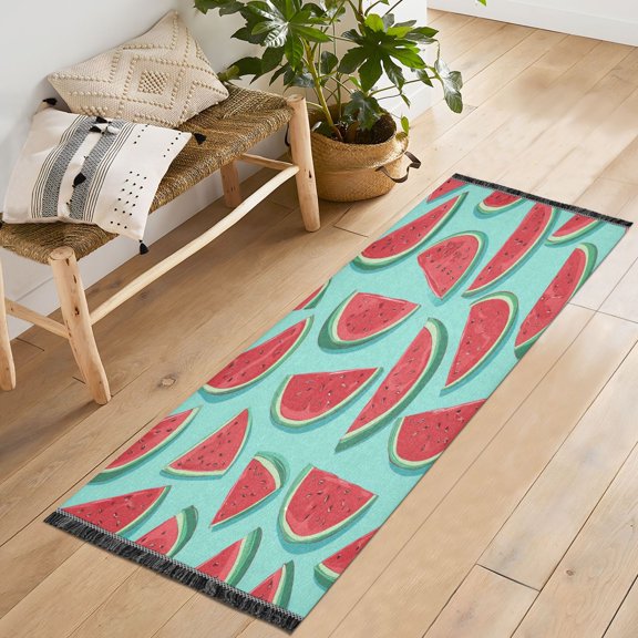 72x23.5 Runner Rug Non Slip Washable Juicy Summer Melon Breeze Soft Short Pile Bedroom Runner Carpet for Bedroom Hallway Entryway Kitchen Laundry