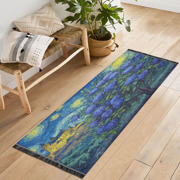 72x23.5 Runner Rug Non Slip Washable Midnight Rose Citadel Soft Short Pile Bedroom Runner Carpet for Bedroom Hallway Entryway Kitchen Laundry