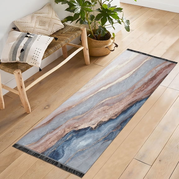 72x23.5 Runner Rug Non Slip Washable Pastel Agate Gilded Veil Soft Short Pile Bedroom Runner Carpet for Bedroom Hallway Entryway Kitchen Laundry