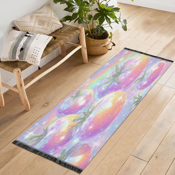72x23.5 Runner Rug Non Slip Washable Shiny Tomatoes Pattern Soft Short Pile Bedroom Runner Carpet for Bedroom Hallway Entryway Kitchen Laundry