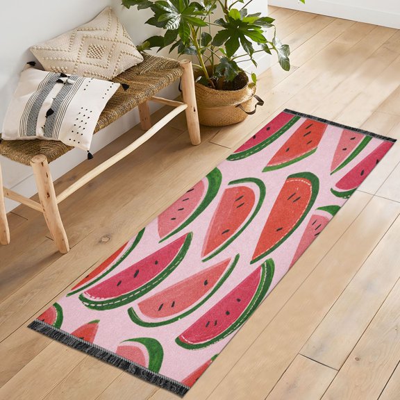 72x23.5 Runner Rug Non Slip Washable Summer Melon Bloom Soft Short Pile Bedroom Runner Carpet for Bedroom Hallway Entryway Kitchen Laundry