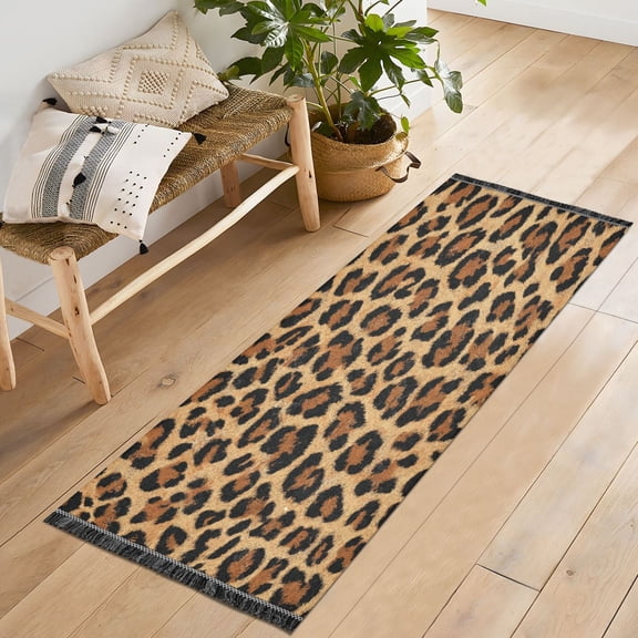 72x23.5 Runner Rug Non Slip Washable Wild Amber Cheetah Soft Short Pile Bedroom Runner Carpet for Bedroom Hallway Entryway Kitchen Laundry