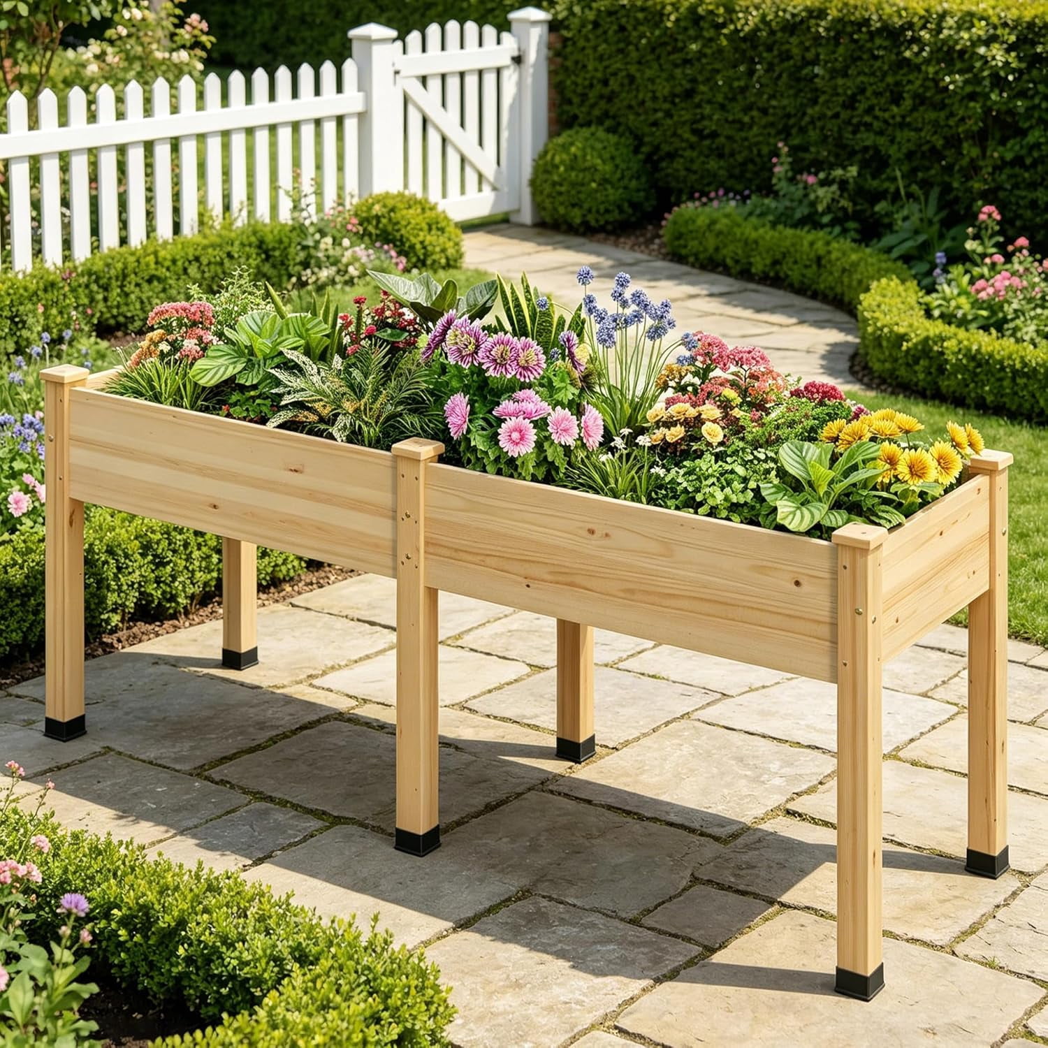 Outdoor 28 Inch Long Deck Wooden Flower Planter Box, Rectangular