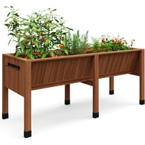 72x26x31 Inch Raised Garden Bed with Legs, 13.7In Depth Elevated Wooden Planter Box for Outdoor Growing Vegetables and Herbs, Cedar Raise Bed Garden with Hooks for Backyard, Patio, Balcony