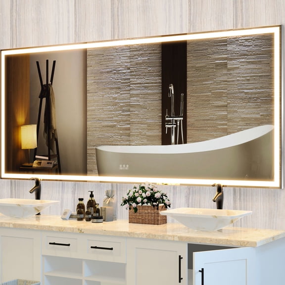 72x32 inch Shiny Wall Mirror | Multiple Application Scenarios Including Makeup Studio | Leak-Proof and Secure Usage