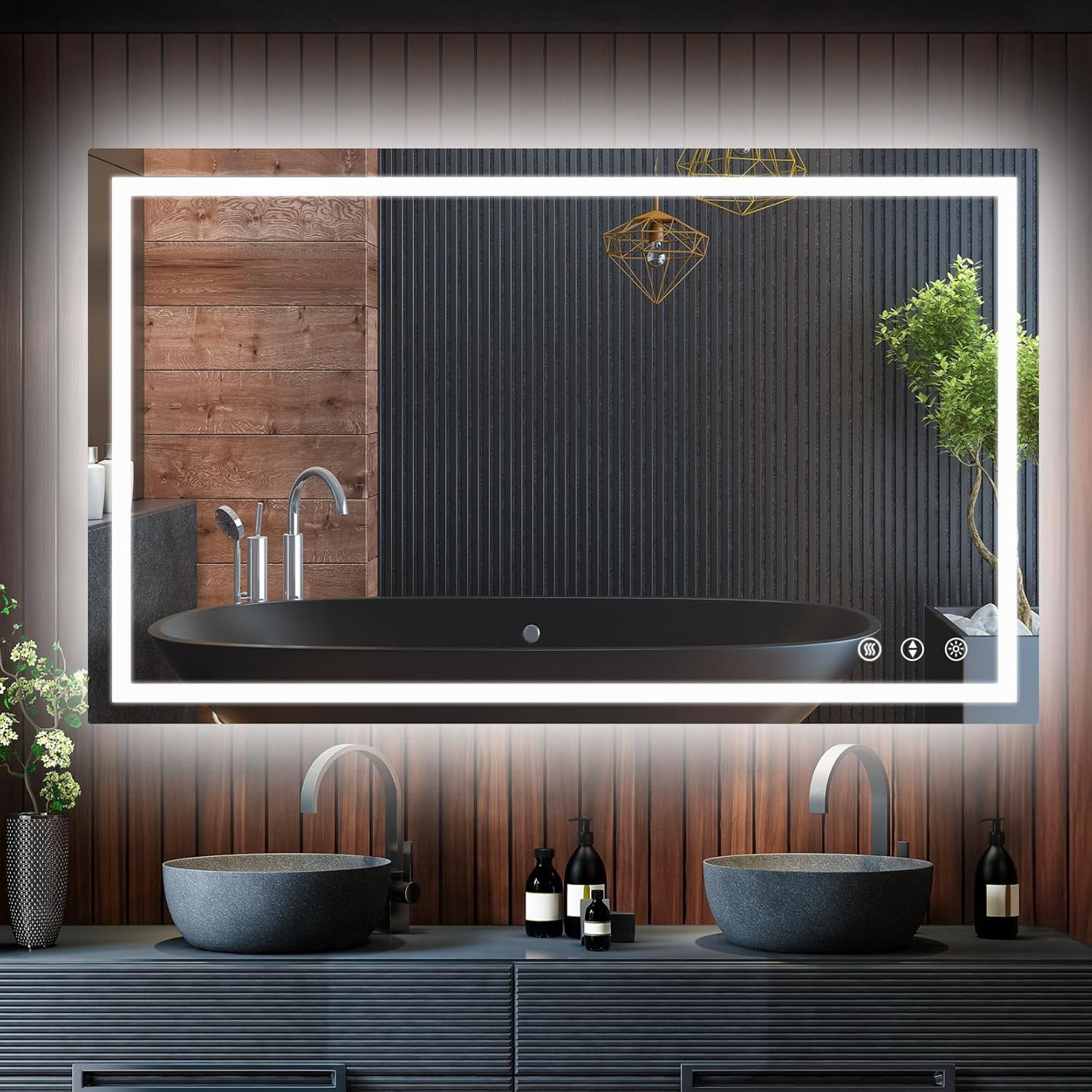 72x36 LED Bathroom Mirror, Led Mirror for Bathroom with Front and ...