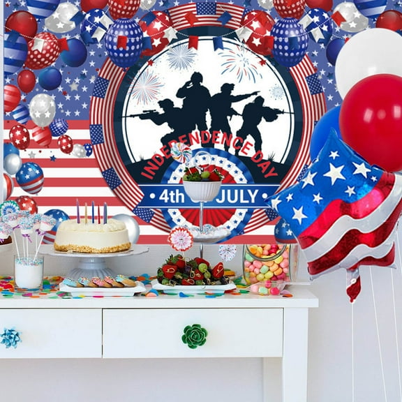 72x44'' Independence Day Background Fabric - USA Patriotic Holiday Decorations, 4th of July Party Streamers, Carnival Flags & Wall Decor for Home, Porch, Garden - Water-Resistant & Reusable