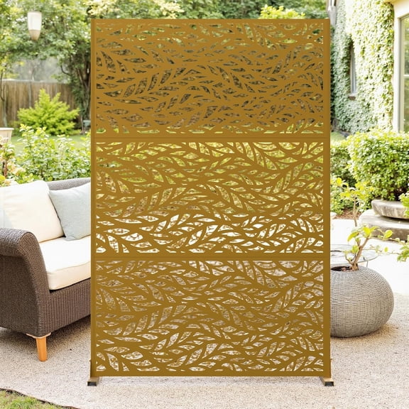 72x47 Inch Freestanding Metal Privacy Screen, Rustproof Weather-Resistant Outdoor Decorative Fence Panel with 0.39 Inch Gap for Patio Garden Balcony