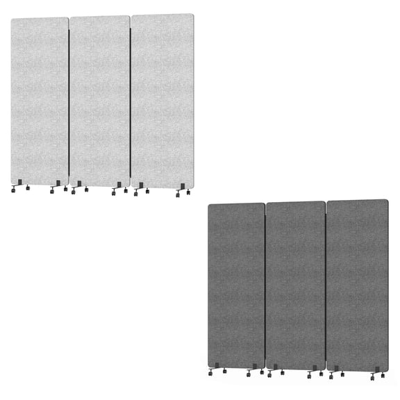 Portable Room Divider for Home, 3-Panel Folding Privacy Screen with Wheels, 72" Tall Movable Wall for Open Concept Living, Studio Apartments & Home Offices Light Gray/Dark Gray