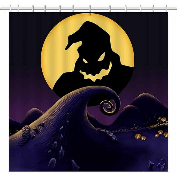 72x72 Halloween Shower Curtains for Kids Hallowmas Before Christmas Cartoon Bath Bathroom Decors Jack Grimace Pumpkins Trick Or Treat Home Fabric Waterproof Shower Curtain Set with 12 Hooks