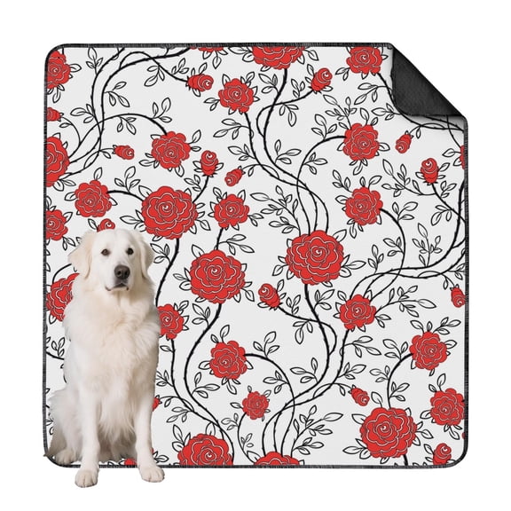 72x72 Inch Dog Whelping Mat Washable, Reusable Absorbent Pad for Newborn Puppies, Leak-Proof & Durable with Pretty Flower Pattern, Easy to Clean