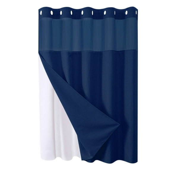 72x72 Inch Double Layer Shower Curtain Heavy Duty with Reversible Design and Large Rings