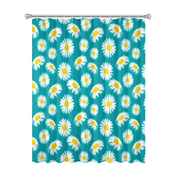 72x72 Inch Fabric Shower Curtain Waterproof Polyester, Daisy Floral Print