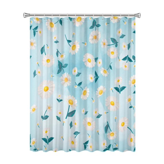 72x72 Inch Fabric Shower Curtain Waterproof Polyester, Daisy Floral Print