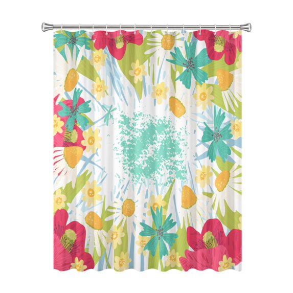72x72 Inch Fabric Shower Curtain Waterproof Polyester, Daisy Floral Print
