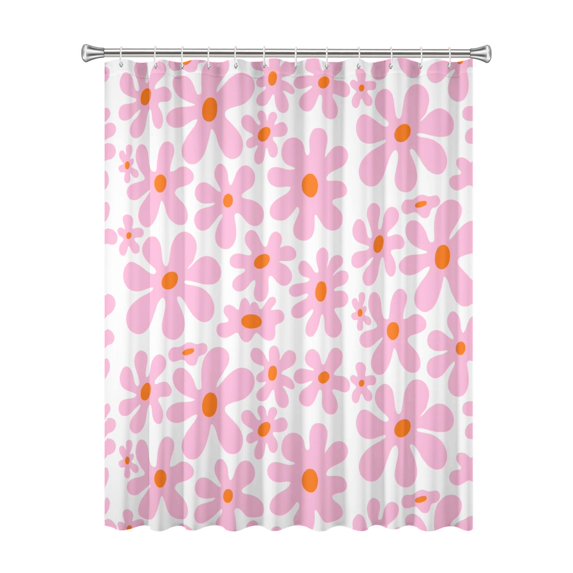 72x72 Inch Fabric Shower Curtain Waterproof Polyester, Daisy Floral Print