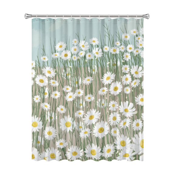 72x72 Inch Fabric Shower Curtain Waterproof Polyester, Daisy Floral Print