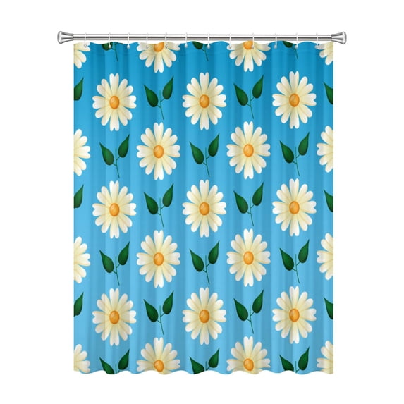 72x72 Inch Fabric Shower Curtain Waterproof Polyester, Daisy Floral Print
