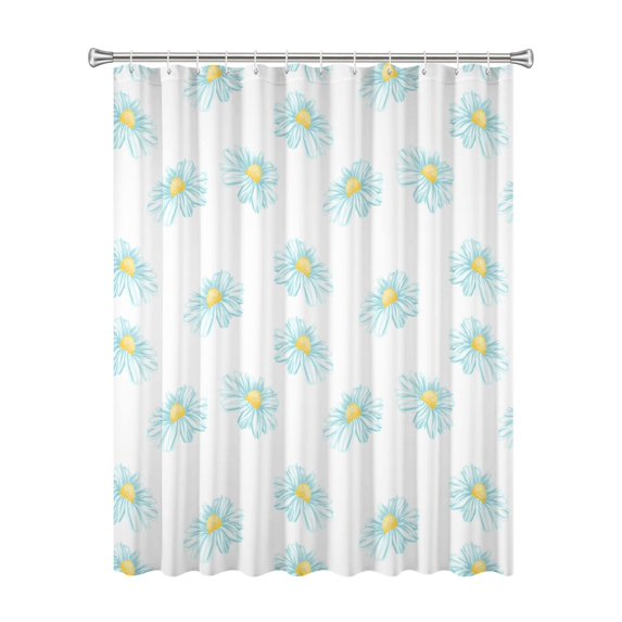 72x72 Inch Fabric Shower Curtain Waterproof Polyester, Daisy Floral Print