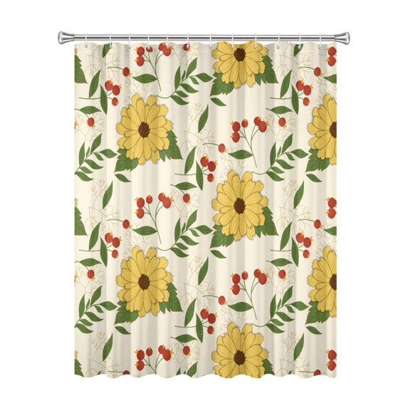 72x72 Inch Fabric Shower Curtain Waterproof Polyester, Daisy Floral Print