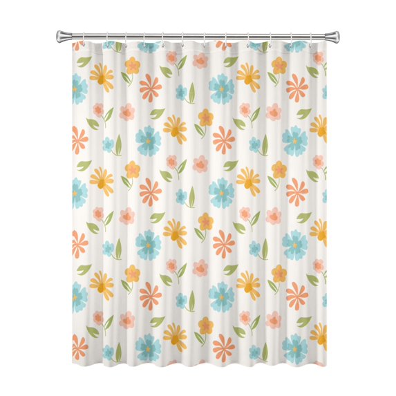 72x72 Inch Fabric Shower Curtain Waterproof Polyester, Daisy Floral Print
