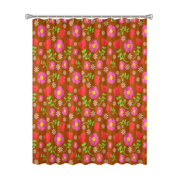 72x72 Inch Fabric Shower Curtain Waterproof Polyester, Daisy Floral Print
