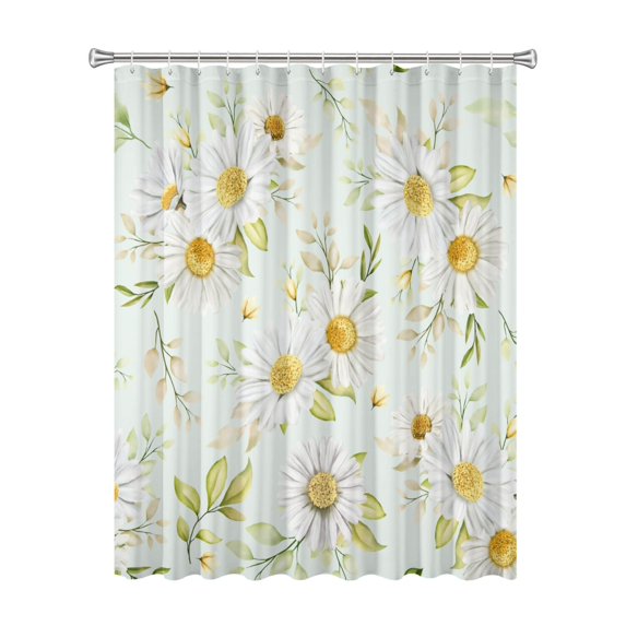 72x72 Inch Fabric Shower Curtain Waterproof Polyester, Daisy Floral Print