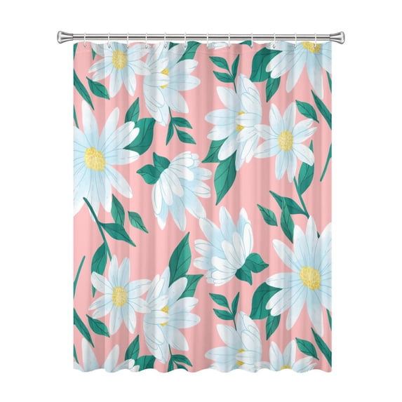 72x72 Inch Fabric Shower Curtain Waterproof Polyester, Daisy Floral Print