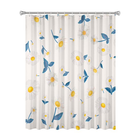 72x72 Inch Fabric Shower Curtain Waterproof Polyester, Daisy Floral Print