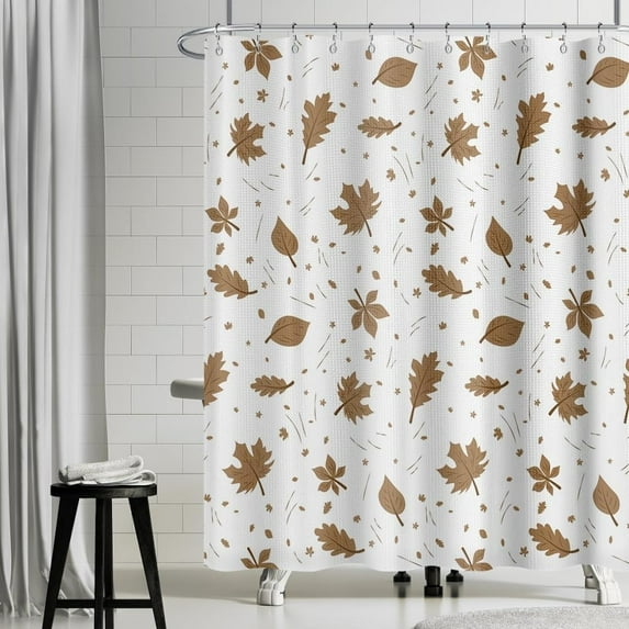 72x72 Inch Fall Leaves Fabric Shower Curtain Autumn Maple Leaves Waffle Weave Bath Curtain Farmhouse Natural Floral Extra Long Shower Curtains for Kids Bathroom Decor Waterproof with Hooks
