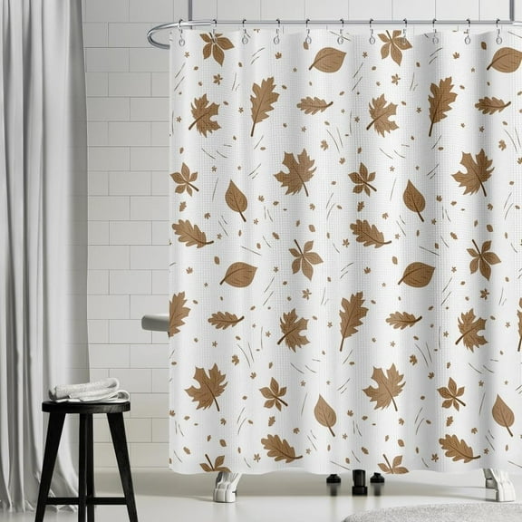 72x72 Inch Fall Leaves Fabric Shower Curtain Autumn Maple Leaves Waffle Weave Bath Curtain Farmhouse Natural Floral Extra Long Shower Curtains for Kids Bathroom Decor Waterproof with Hooks