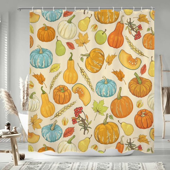 72x72 Inch Fall Thanksgiving Extra Long Shower Curtain Autumn Harvest Farmhouse Bath Curtain Thanksgiving Themed Fabric Shower Curtains for Kids Bathroom Decor Waterproof with Hooks