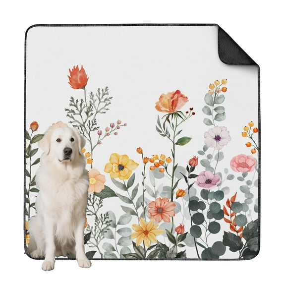 72x72 Inch Professional Grade Washable Puppy Pads, Reusable Absorbent Dog Potty Training Mat, Floral Design with Secure Grip Backing for Active Pets