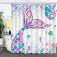 thumbnail image 1 of 72x72 Inch Purple Blue Turquise Mermaid Tail Scales Shower Curtain Bathroom Decoration Summer Under The Sea Ocean Girl Home Bath Decor Waterproof Fabric Sets with 12 Hooks, 1 of 5