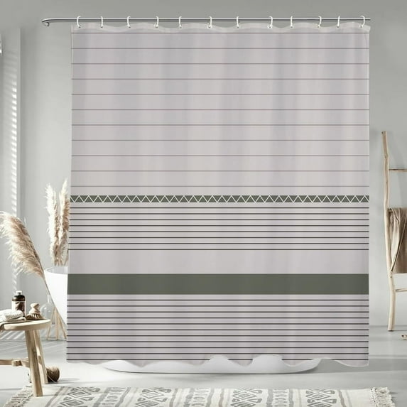 72x72 Inch Striped Neutral Long Fabric Shower Curtain for Kids Bathroom Decor Farmhouse Geometric Plaid Polyester Bath Curtain Rustic Gingham Stall Bathtub Curtain Waterproof with Hooks