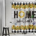thumbnail image 1 of 72x72 Inch Sweet Home Farmhouse Shower Curtain Sunflower Buffalo Plaid Waffle Bathtub Curtain Rustic Wooden Plank Checkered Shower Curtains for Kids Bathroom Decor Waterproof with Hooks, 1 of 6