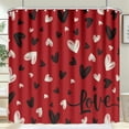thumbnail image 1 of 72x72 Inch Valentine''s Day Shower Curtain Red Black Hearts Love Bath Curtain Sets Waterproof Valentines Fabric Shower Curtains for Bedroom Livingroom Bathroom Decor with Hooks, 1 of 6