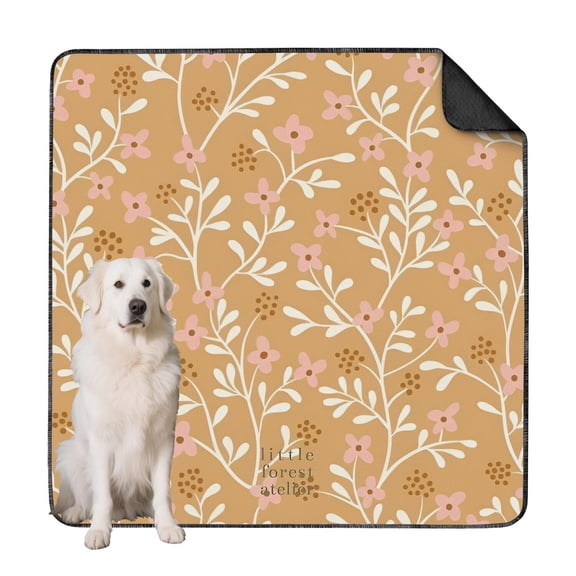 72x72 Inch Washable Pet Training Pads Reusable, Highly Absorbent Dog Wee Pads with Floral Design, Durable Mat for Cages, Crates & Indoor Protection