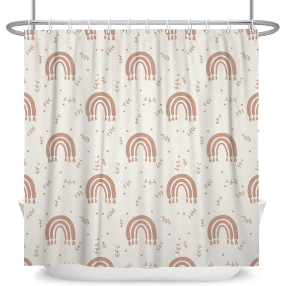 72x72 Inches Abstract Rainbow Kids Shower Curtain Boho Mid Century Abstract Leaves Modern Minimalist Fabric Shower Curtains for Childen Bathroom Decor Set Waterproof with Hooks