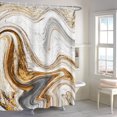 thumbnail image 1 of 72x72 Inches Grey Gold Marble Shower Curtain Abstract Granite Marble Texture Luxury Modern Ink Art Fabric Shower Curtains for Bathroom Curtains Set Polyester Waterproof with Hooks, 1 of 6