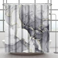 thumbnail image 1 of 72x72 Inches Grey Marble Shower Curtain Abstract Marble Texture Gold Stripes Modern Luxury Ink Art Decor Bathtub Curtain for Bathroom Decor Polyester Fabric Waterproof with Hooks, 1 of 6
