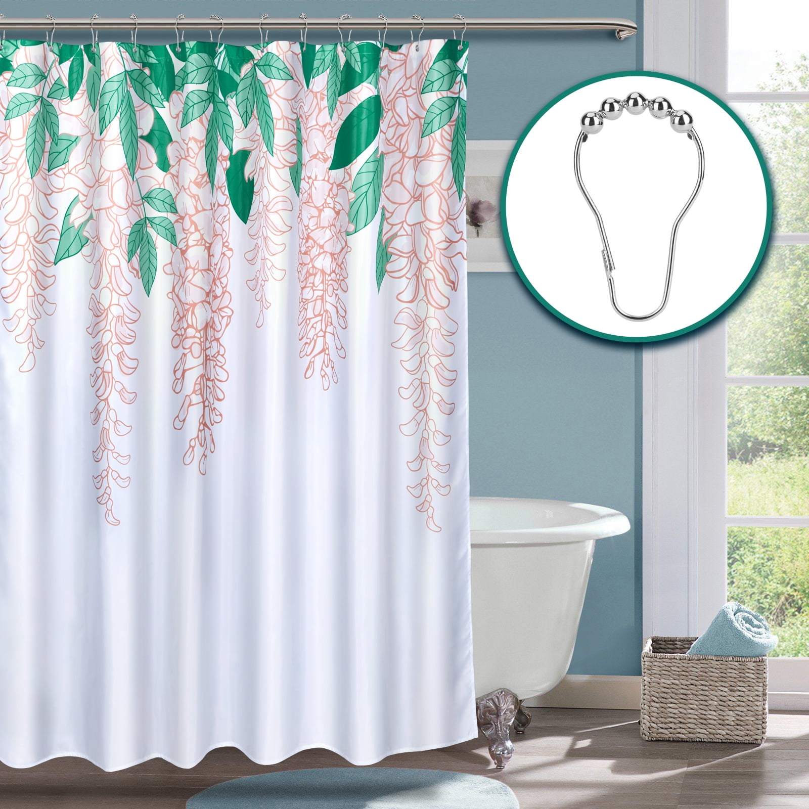 72x72 Inches Wisteria Flowers Waterproof Shower Curtains for Bathroom