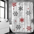 thumbnail image 1 of 72x72 Red Christmas Snowflakes Shower Curtains for Winter Grey Merry Xmas Its Cold Outside Bath Bathroom Decors Silver Glitter Sparkle Home Fabric Waterproof Shower Curtain Set with 12 Hooks, 1 of 5